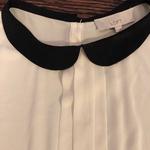 Loft creme blouse with black Peter Pan collar